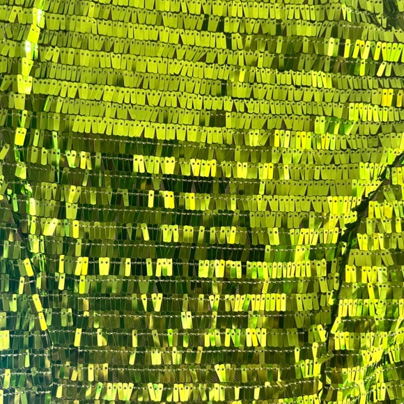 PETITE EMERALD GREEN SEQUIN SHOULDER PAD MICRO MINI DRESS Size 0 - Picture 3 of 8